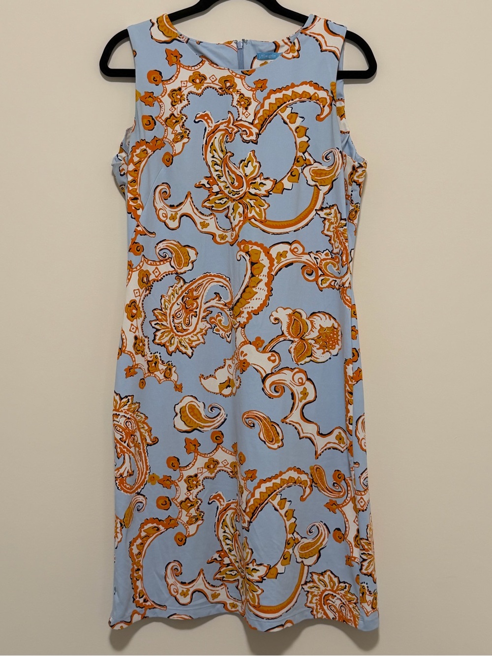 J. McLaughlin Medium Blue Paisley Catalina Shift Dress Sleeveless Preppy Brunch